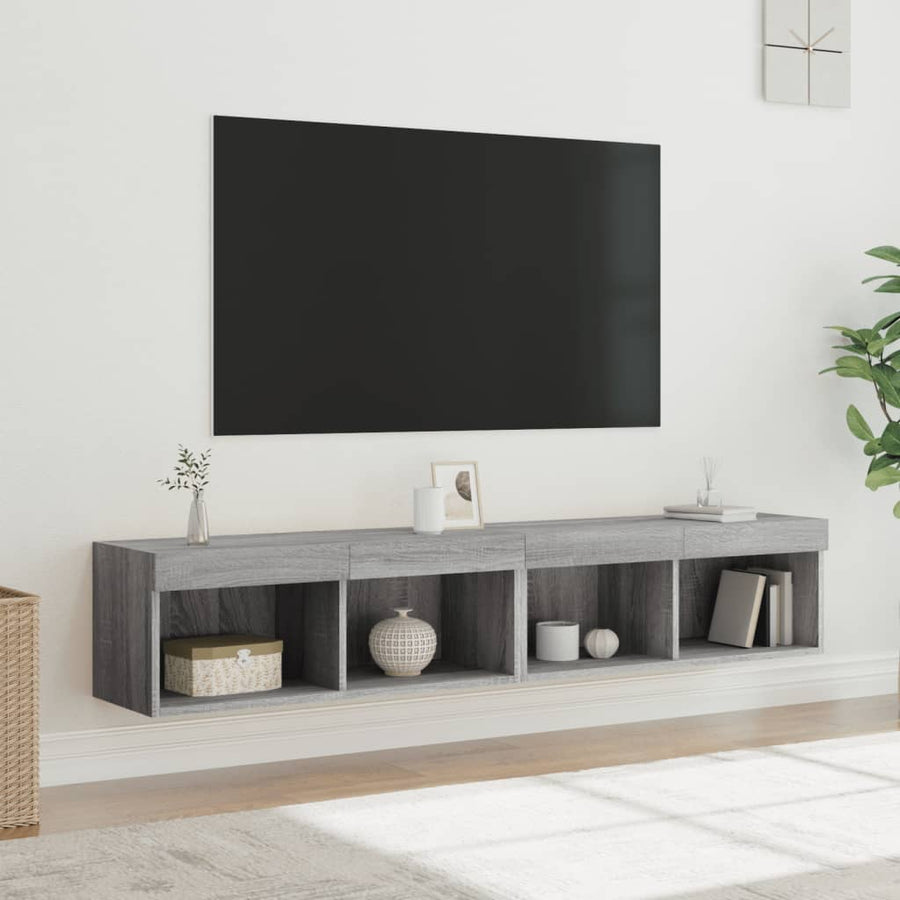 Tv-meubels met LED-verlichting 2 st 80x30x30 cm grijs sonoma