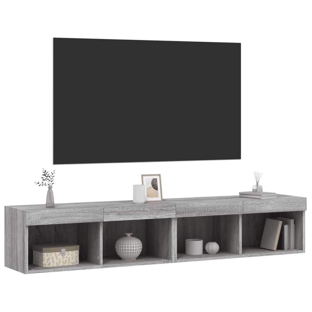 Tv-Meubels Met Led-Verlichting 2 St 80X30X30 Cm Grijs Sonoma