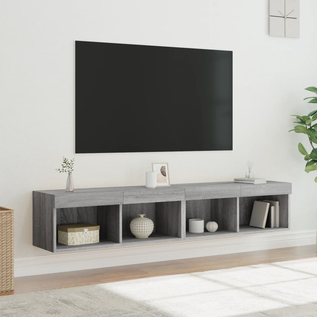 Tv-Meubels Met Led-Verlichting 2 St 80X30X30 Cm Grijs Sonoma