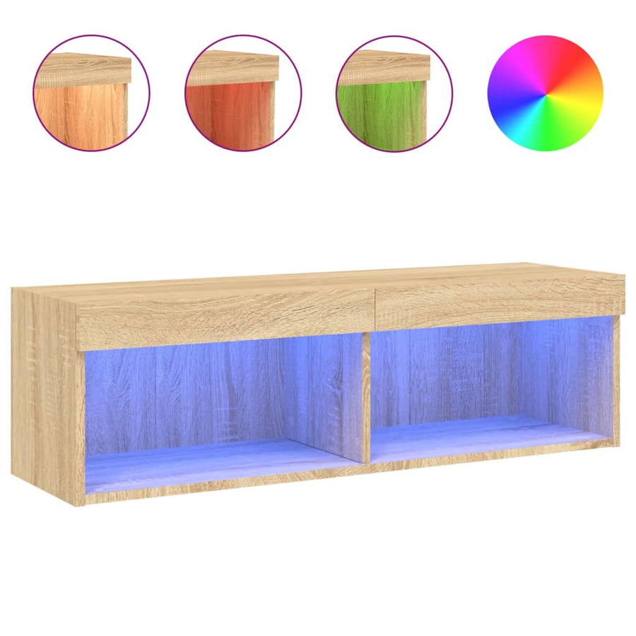 Tv-Meubel Met Led-Verlichting 100X30X30 Cm Kleurig 100 cm Sonoma eiken
