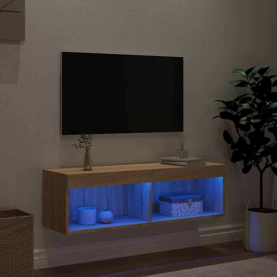 Tv-Meubel Met Led-Verlichting 100X30X30 Cm Kleurig 100 cm Sonoma eiken