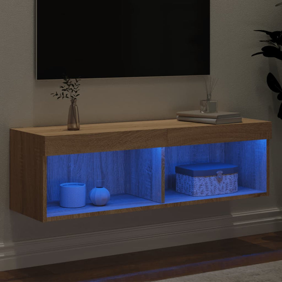Tv-Meubel Met Led-Verlichting 100X30X30 Cm Kleurig 100 cm Sonoma eiken