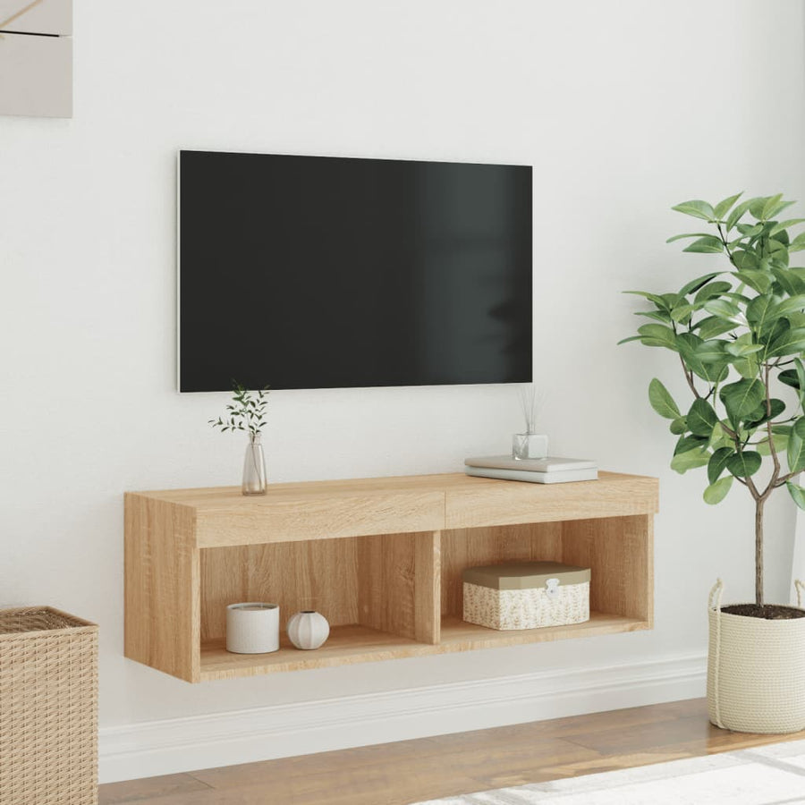Tv-Meubel Met Led-Verlichting 100X30X30 Cm Kleurig 100 cm Sonoma eiken