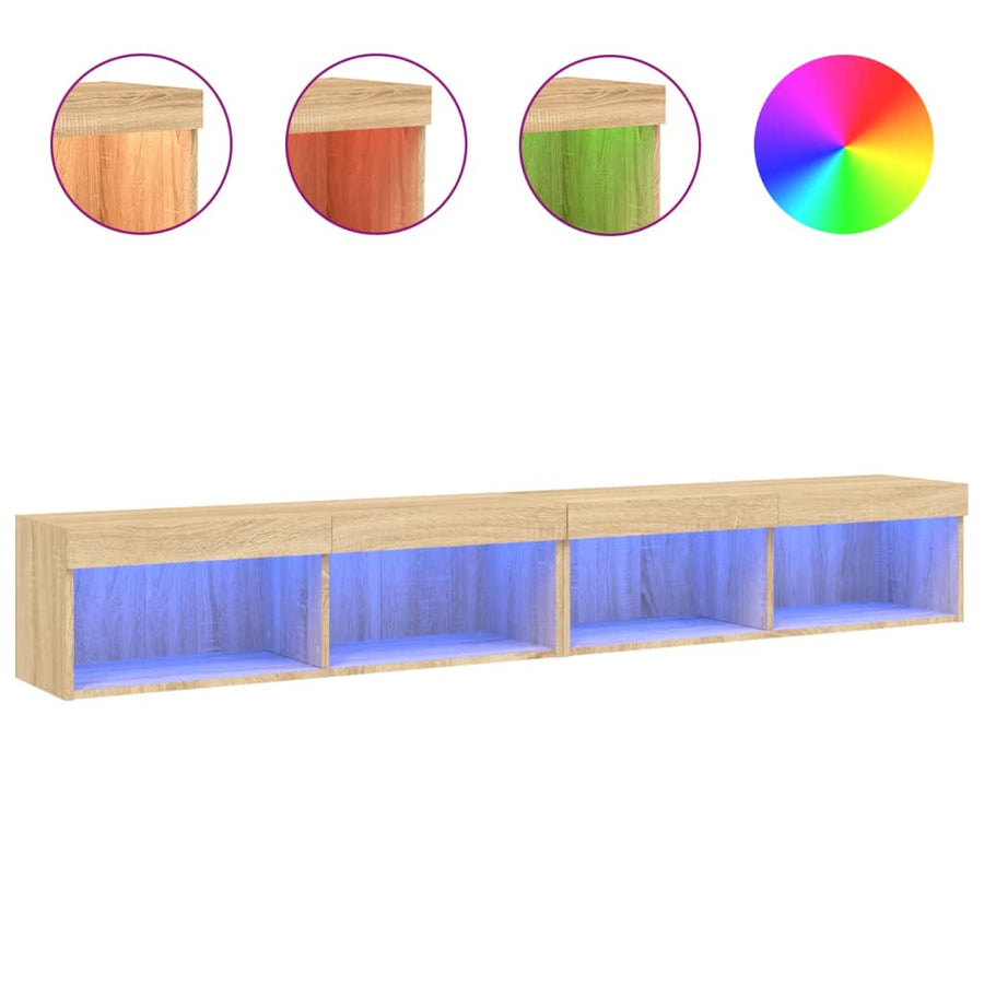 Tv-Meubels Met Led-Verlichting 2 St 100X30X30 Cm Sonoma Eiken