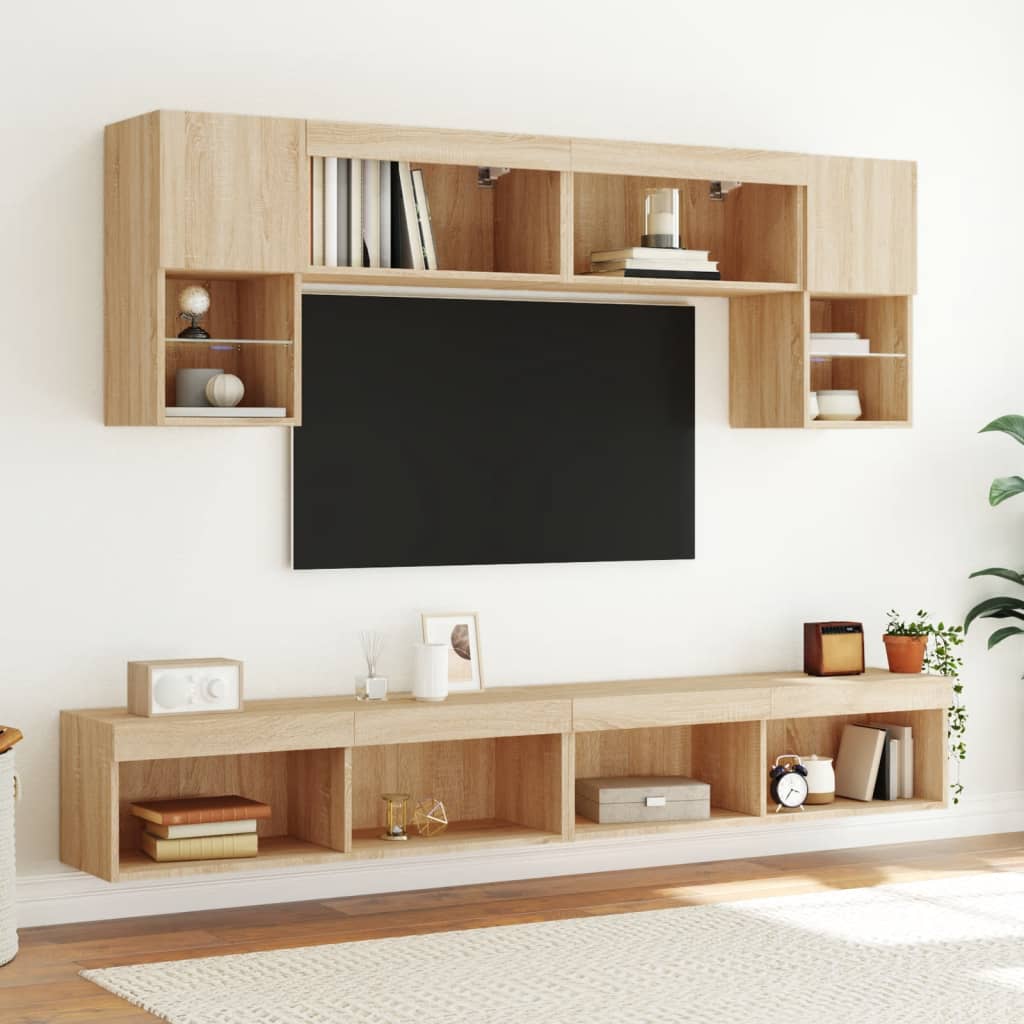 Tv-Meubels Met Led-Verlichting 2 St 100X30X30 Cm Sonoma Eiken
