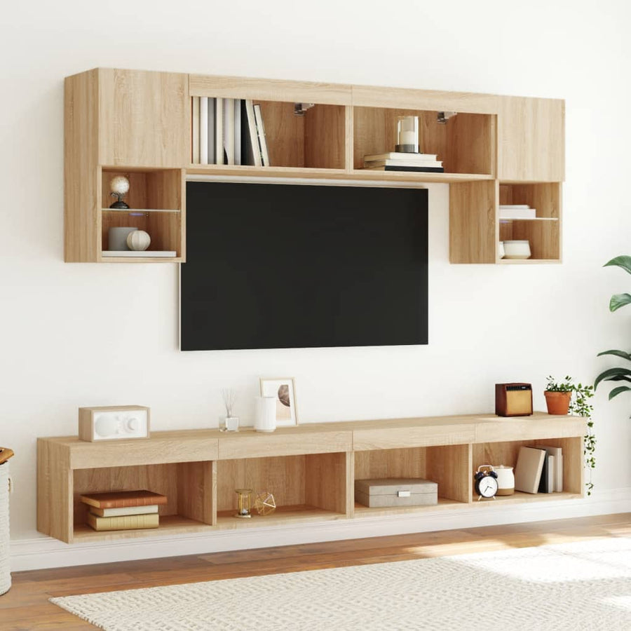 Tv-Meubels Met Led-Verlichting 2 St 100X30X30 Cm Sonoma Eiken