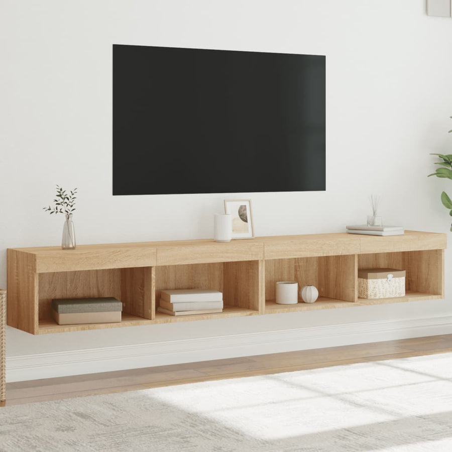 Tv-Meubels Met Led-Verlichting 2 St 100X30X30 Cm Sonoma Eiken