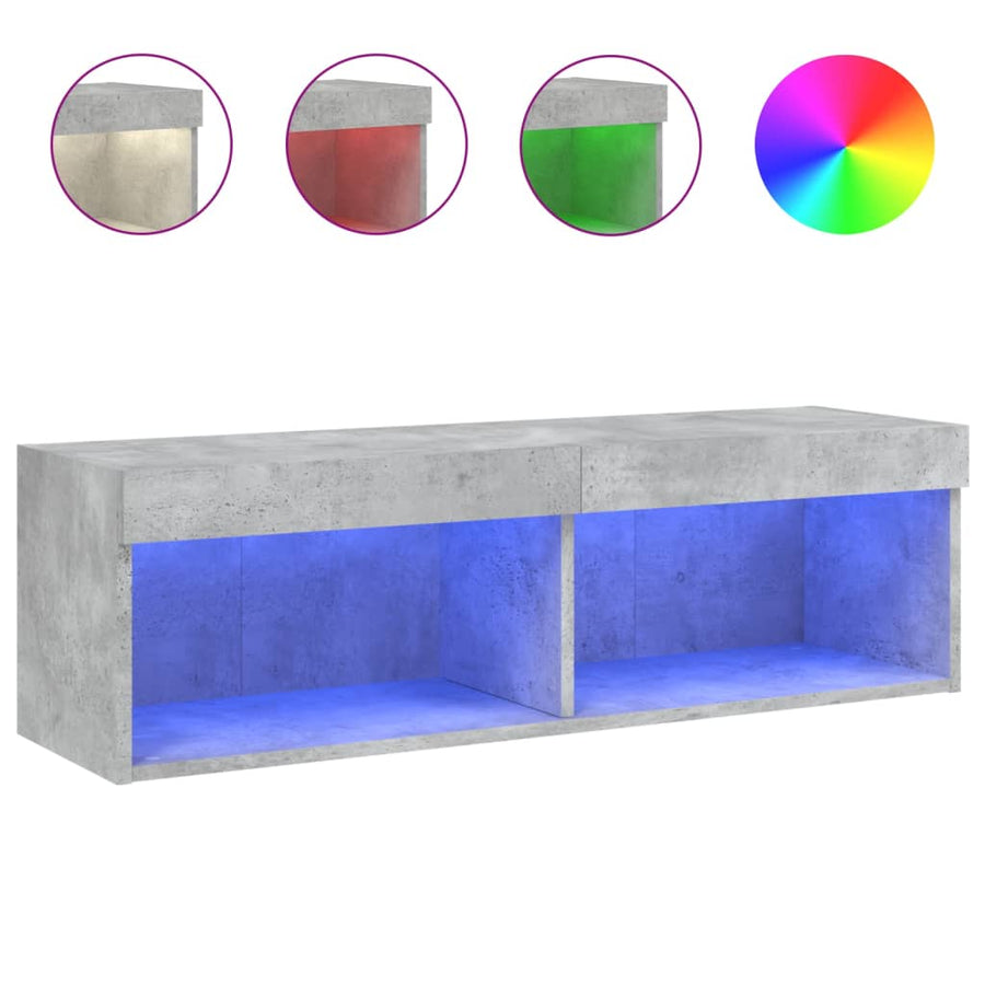 Tv-Meubel Met Led-Verlichting 1 100 x 30 x 30 cm Betongrijs
