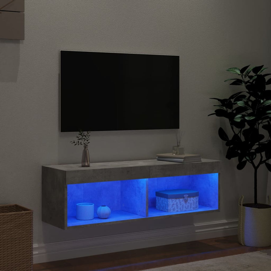 Tv-Meubel Met Led-Verlichting 1 100 x 30 x 30 cm Betongrijs