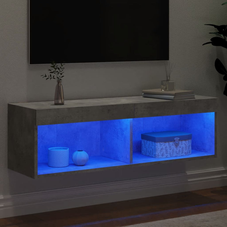 Tv-Meubel Met Led-Verlichting 1 100 x 30 x 30 cm Betongrijs