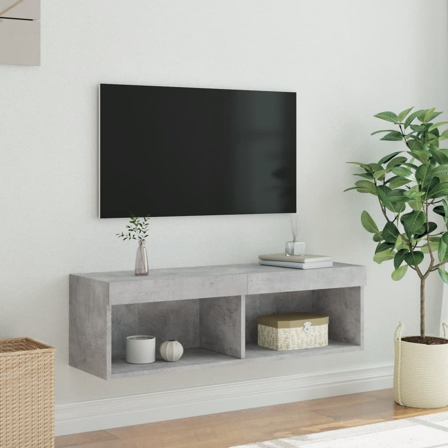 Tv-Meubel Met Led-Verlichting 1 100 x 30 x 30 cm Betongrijs