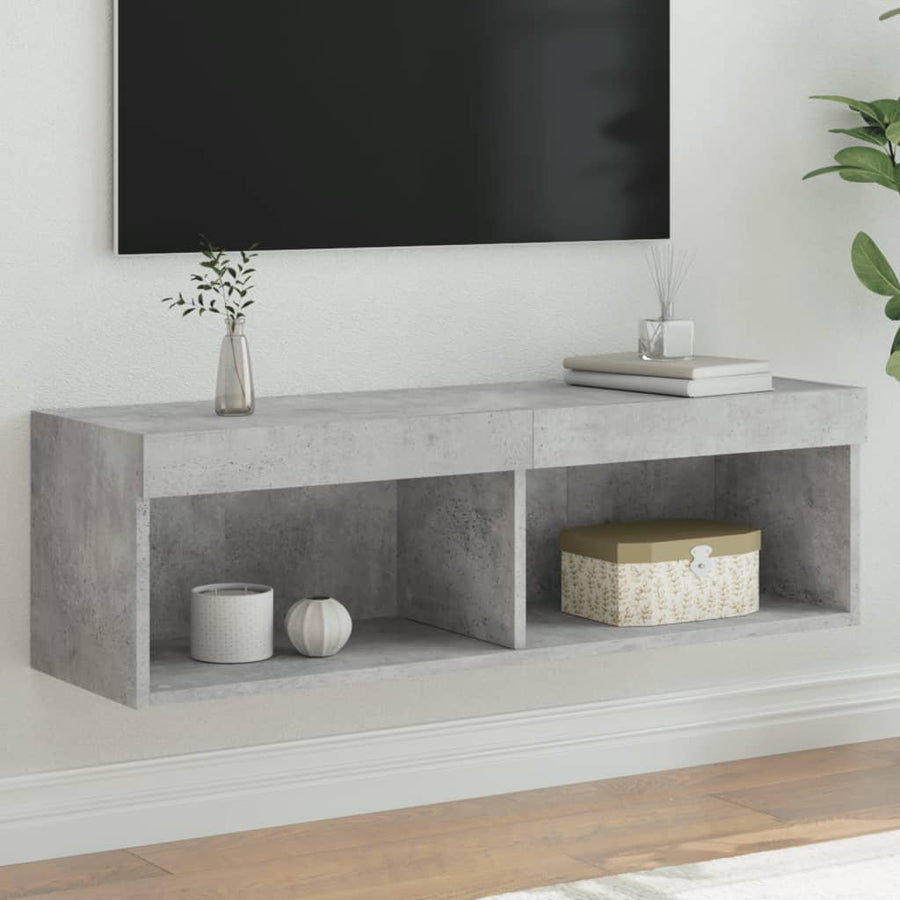 Tv-Meubel Met Led-Verlichting 1 100 x 30 x 30 cm Betongrijs