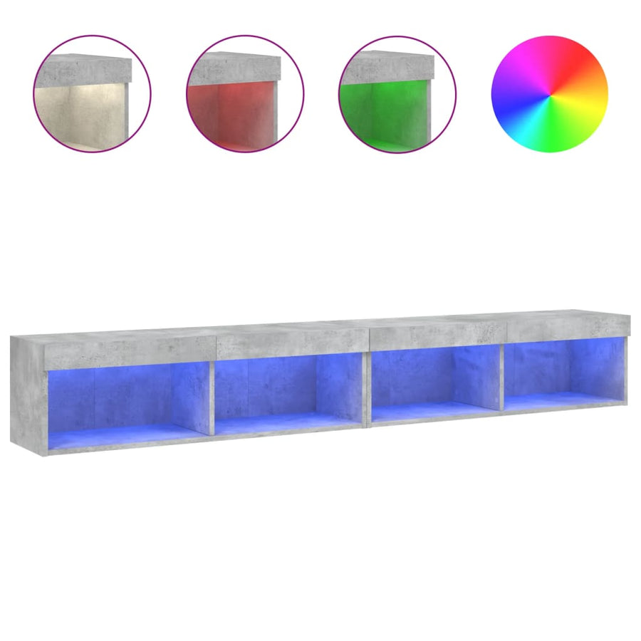 Tv-Meubels Met Led-Verlichting 2 St 100X30X30 Cm Betongrijs