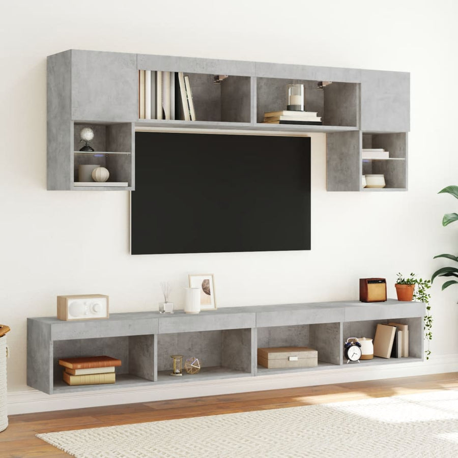 Tv-Meubels Met Led-Verlichting 2 St 100X30X30 Cm Betongrijs