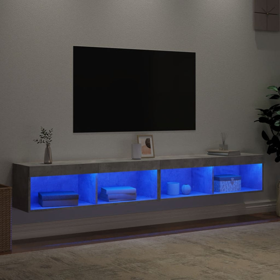 Tv-Meubels Met Led-Verlichting 2 St 100X30X30 Cm Betongrijs