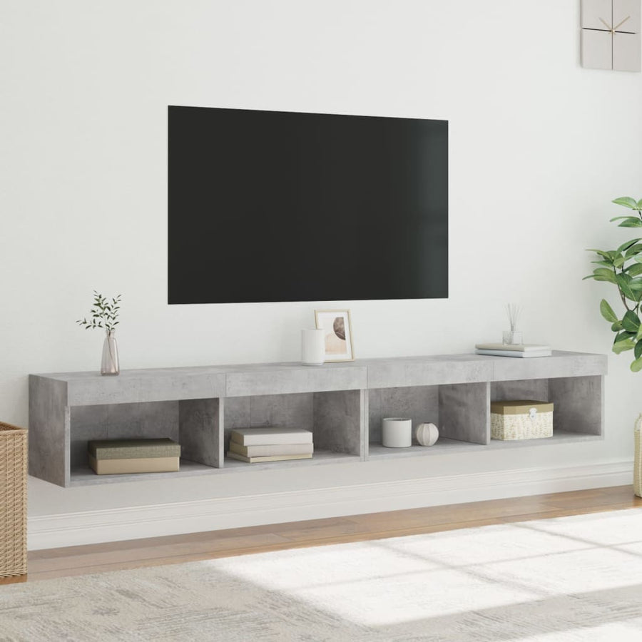 Tv-Meubels Met Led-Verlichting 2 St 100X30X30 Cm Betongrijs