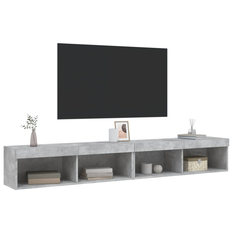 Tv-Meubels Met Led-Verlichting 2 St 100X30X30 Cm Betongrijs