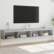 TV cabinets with LED lights 2 pcs 100x30x30 cm concrete gray