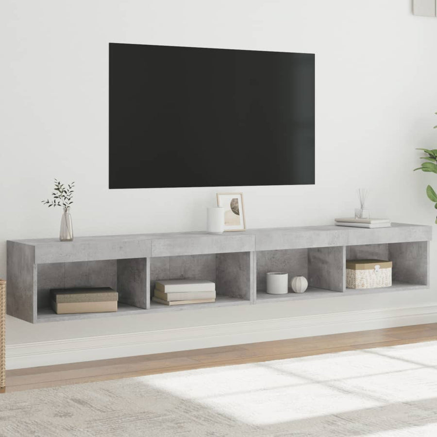 Tv-Meubels Met Led-Verlichting 2 St 100X30X30 Cm Betongrijs