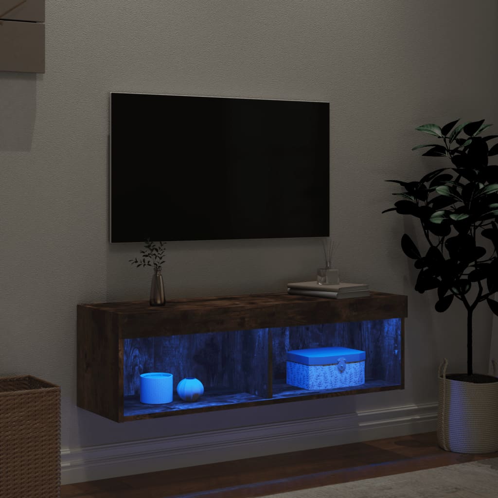 Tv-Meubel Led-Verlichting Kleurig 1 100 x 30 x 30 cm Gerookt eiken