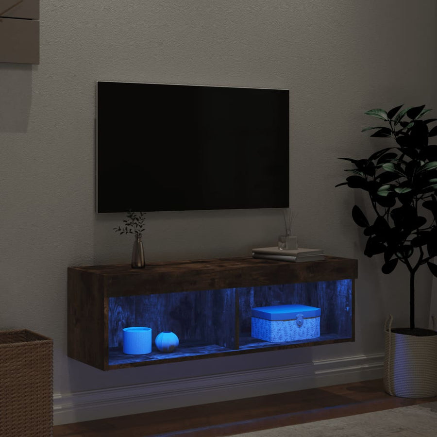Tv-Meubel Led-Verlichting Kleurig 1 100 x 30 x 30 cm Gerookt eiken