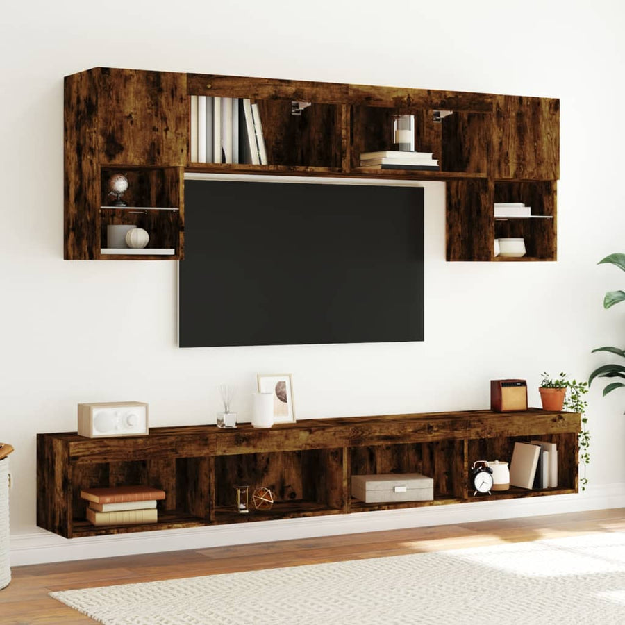 Tv-Meubel Led-Verlichting Kleurig 1 100 x 30 x 30 cm Gerookt eiken