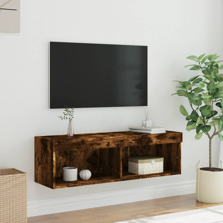 Tv-Meubel Led-Verlichting Kleurig 1 100 x 30 x 30 cm Gerookt eiken