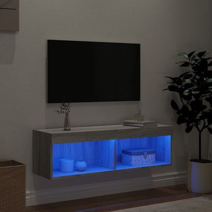 Tv-Meubel Met Led-Verlichting Eiken 1 100 x 30 x 30 cm Grijs sonoma