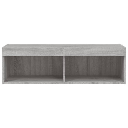 Tv-Meubel Met Led-Verlichting Eiken 1 100 x 30 x 30 cm Grijs sonoma