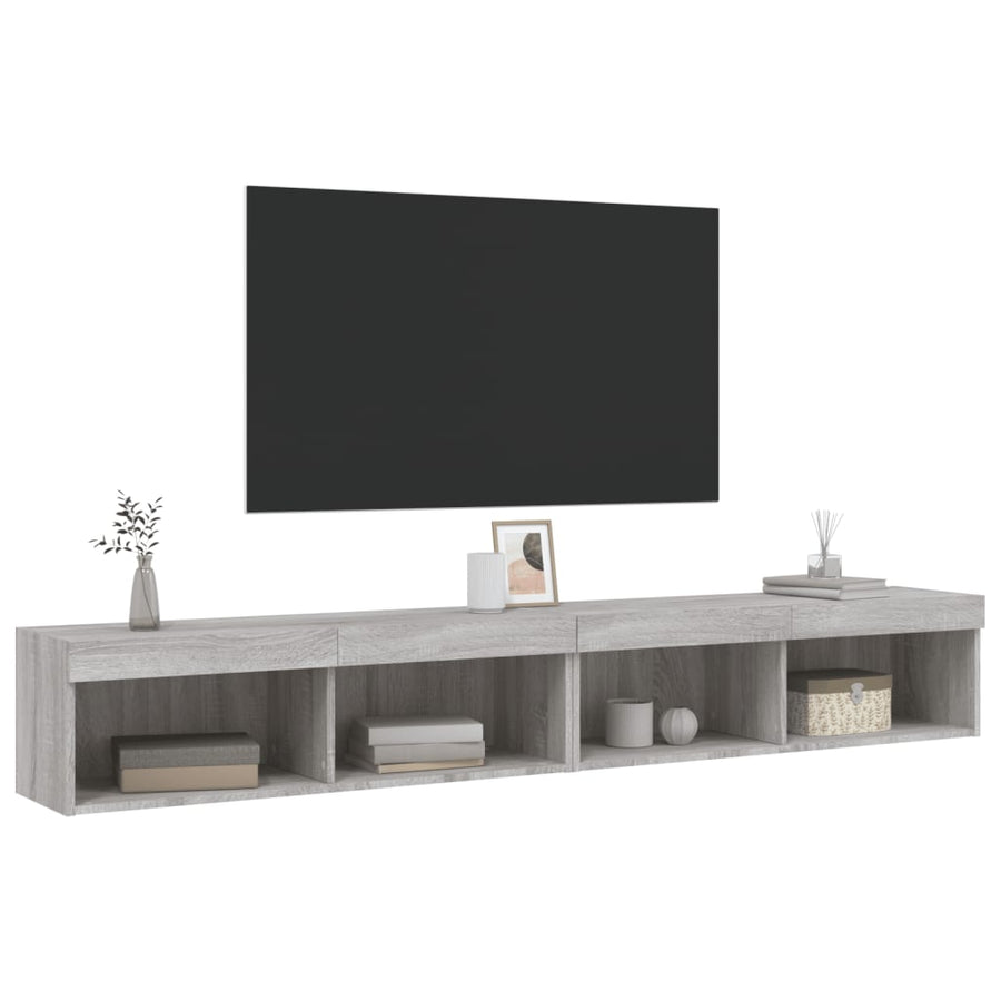 Tv-Meubels Met Led-Verlichting 2 St 100X30X30 Cm Grijs Sonoma