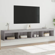 TV cabinets with LED lighting 2 pcs 100x30x30 cm grey Sonoma