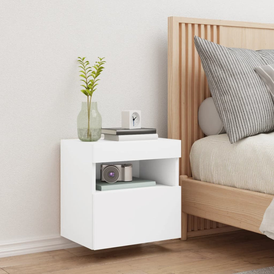 Tv-Wandmeubel Met Led-Verlichting 40X30X40 Cm Wit