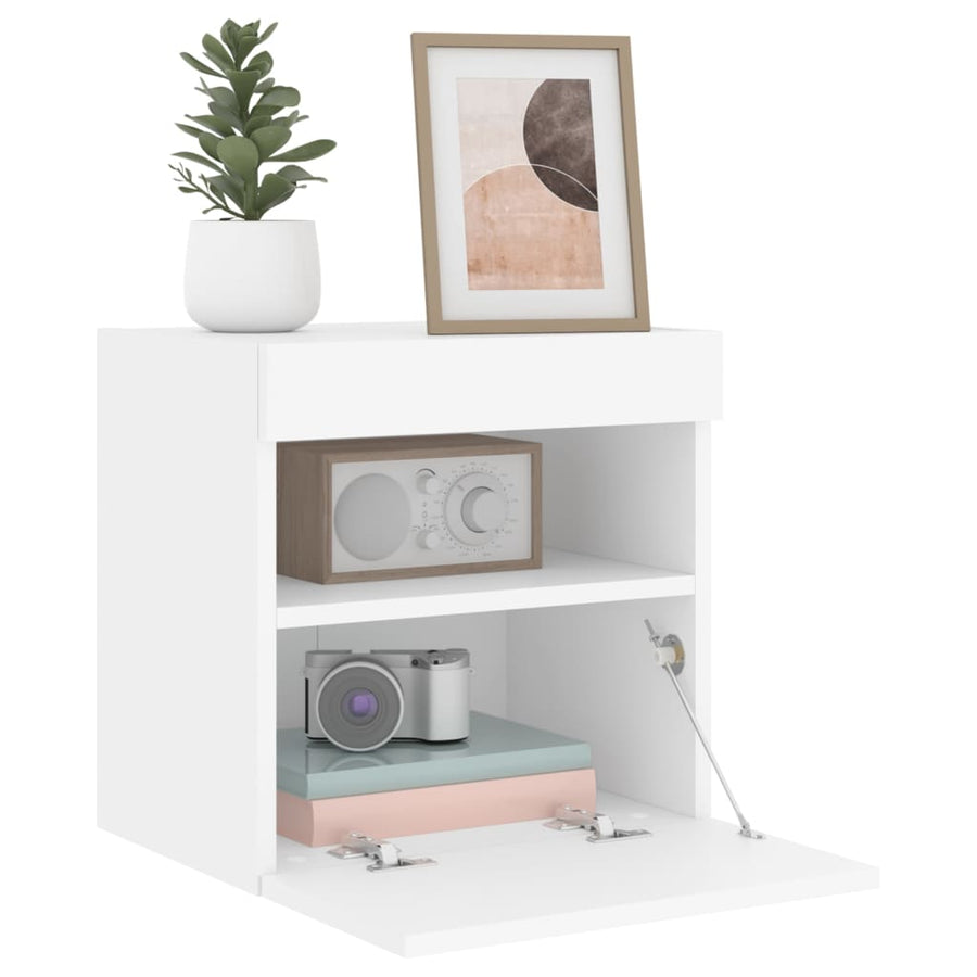Tv-Wandmeubel Met Led-Verlichting 40X30X40 Cm Wit