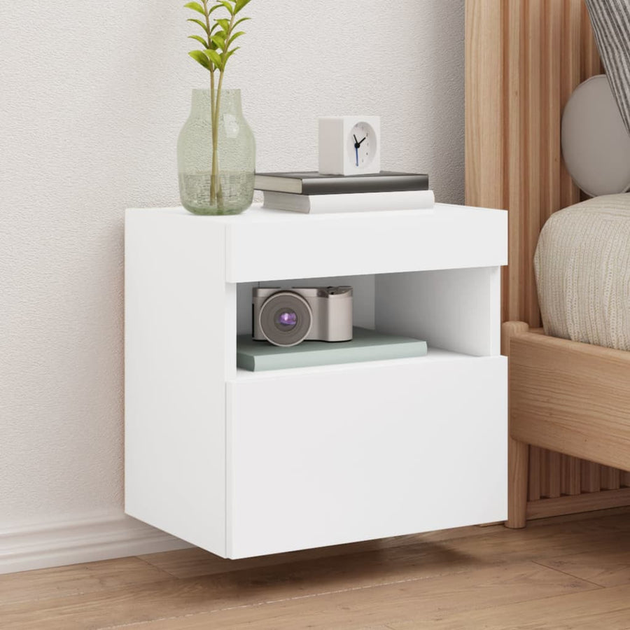Tv-Wandmeubel Met Led-Verlichting 40X30X40 Cm Wit