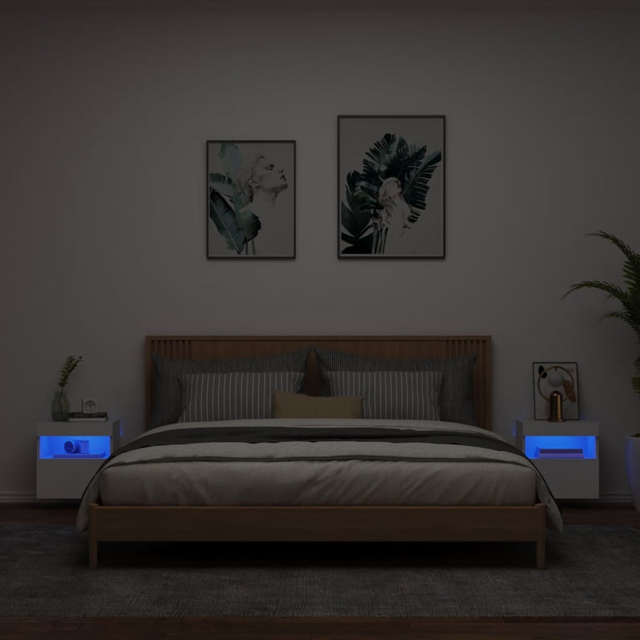 Tv-Wandmeubels Met Led-Verlichting 2 St 40X30X40 Cm Wit