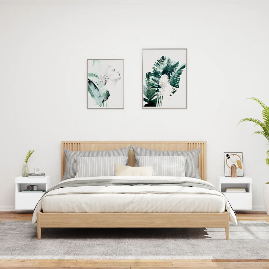 Tv-Wandmeubels Met Led-Verlichting 2 St 40X30X40 Cm Wit