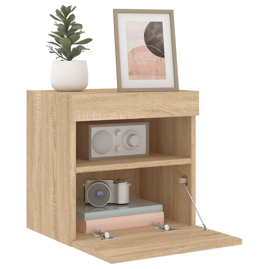 Tv-Wandmeubel Met Led-Verlichting 40X30X40 Cm Sonoma Eikenkleur