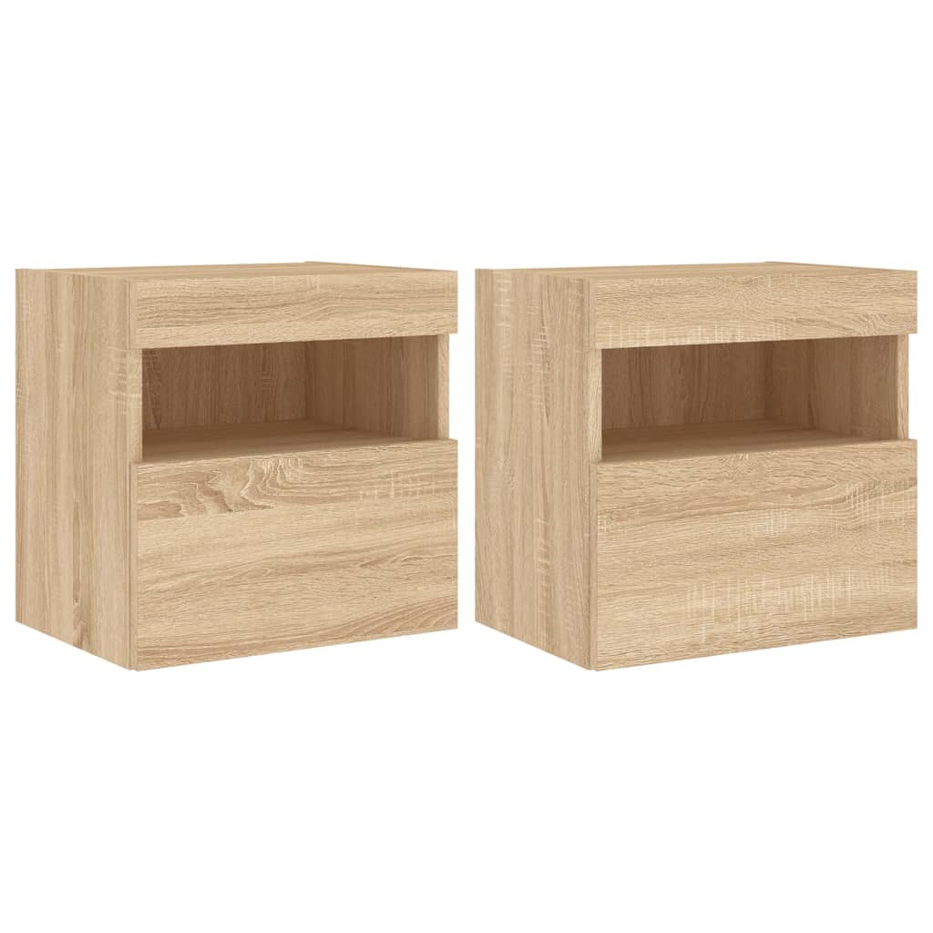 Tv-Wandmeubels Met Led 2 St 40X30X40 Cm Sonoma Eikenkleurig
