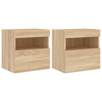 Tv-Wandmeubels Met Led 2 St 40X30X40 Cm Sonoma Eikenkleurig
