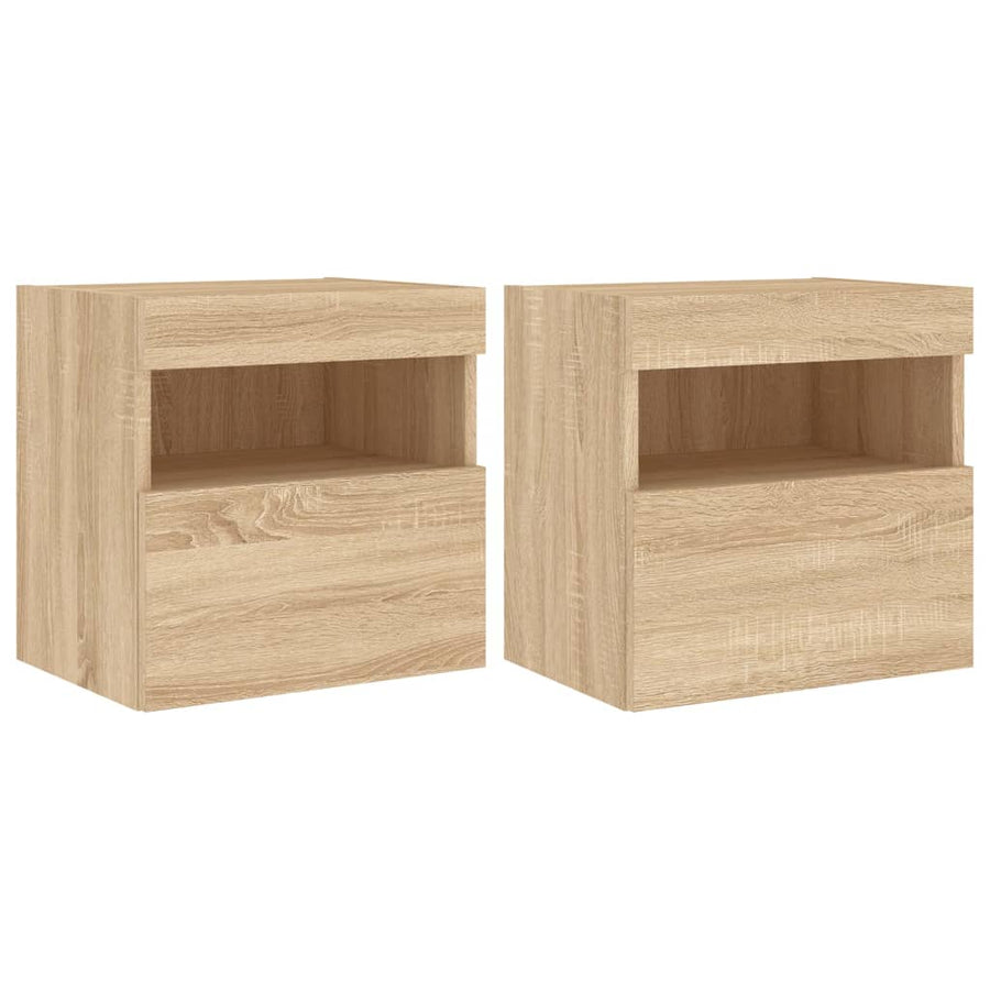 Tv-Wandmeubels Met Led 2 St 40X30X40 Cm Sonoma Eikenkleurig