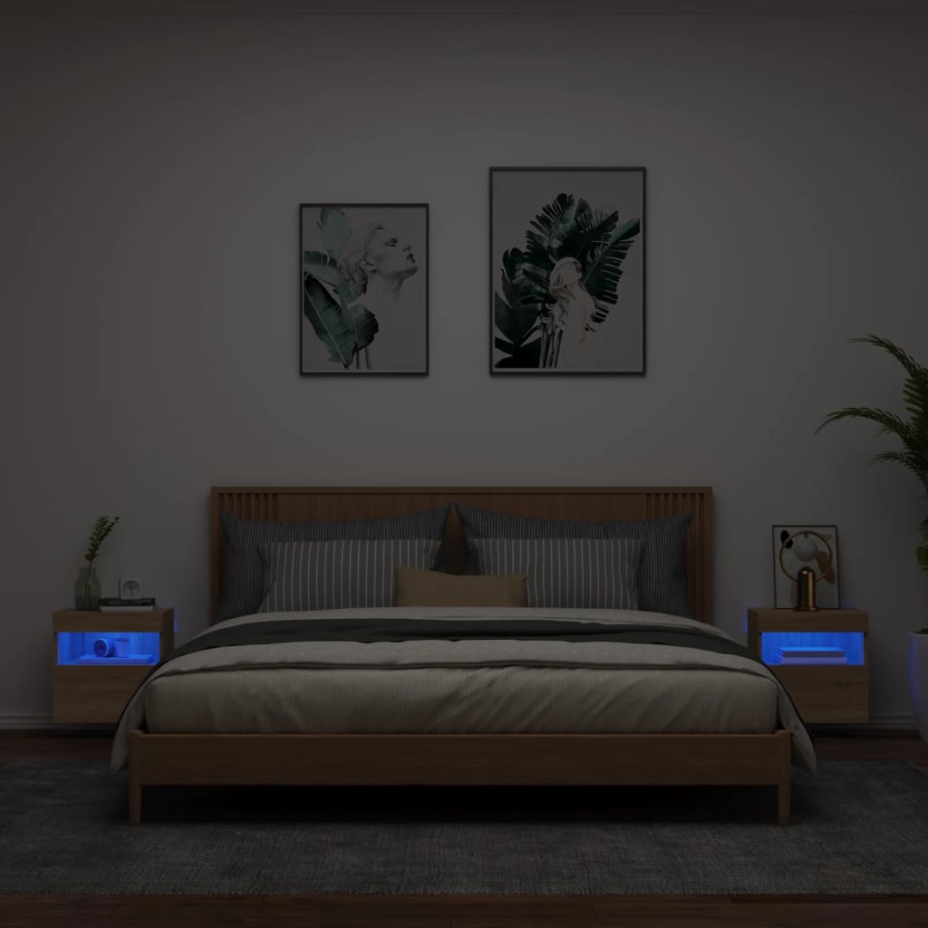 Tv-Wandmeubels Met Led 2 St 40X30X40 Cm Sonoma Eikenkleurig