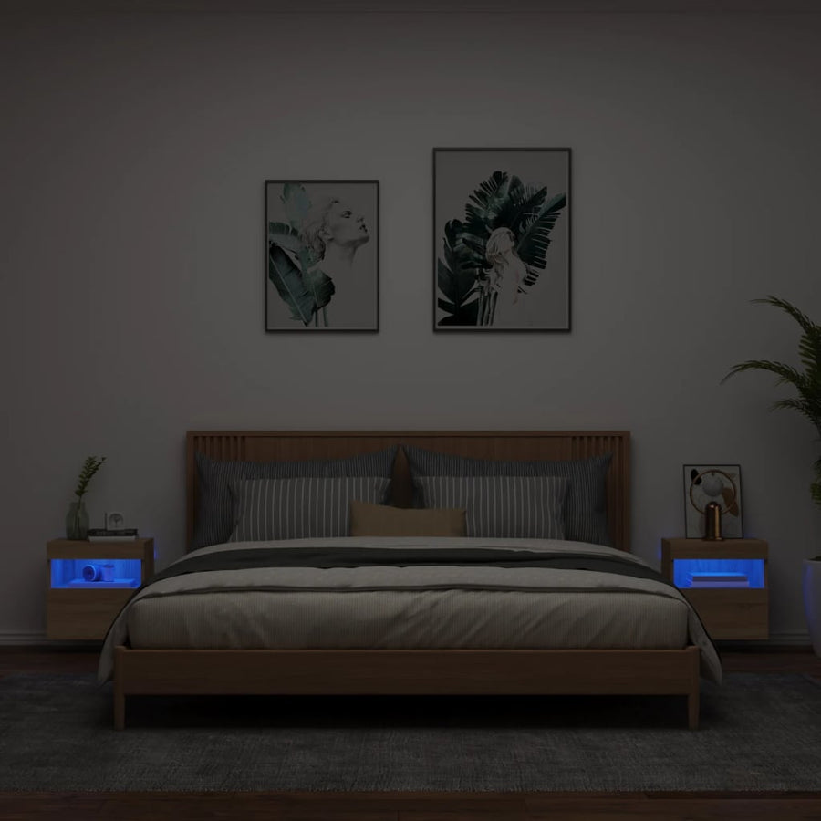 Tv-Wandmeubels Met Led 2 St 40X30X40 Cm Sonoma Eikenkleurig