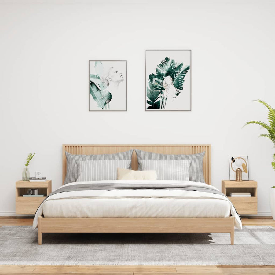 Tv-Wandmeubels Met Led 2 St 40X30X40 Cm Sonoma Eikenkleurig