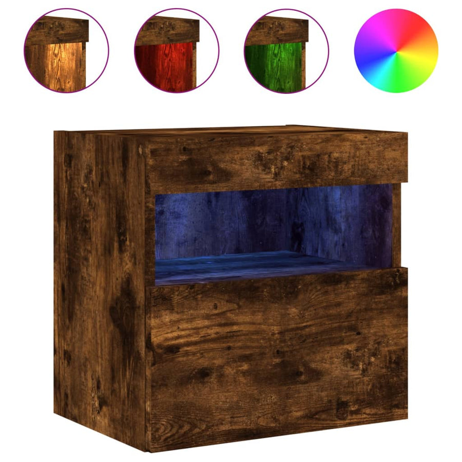Tv-Wandmeubel Met Led-Verlichting 40X30X40 Cm Gerookt Eiken