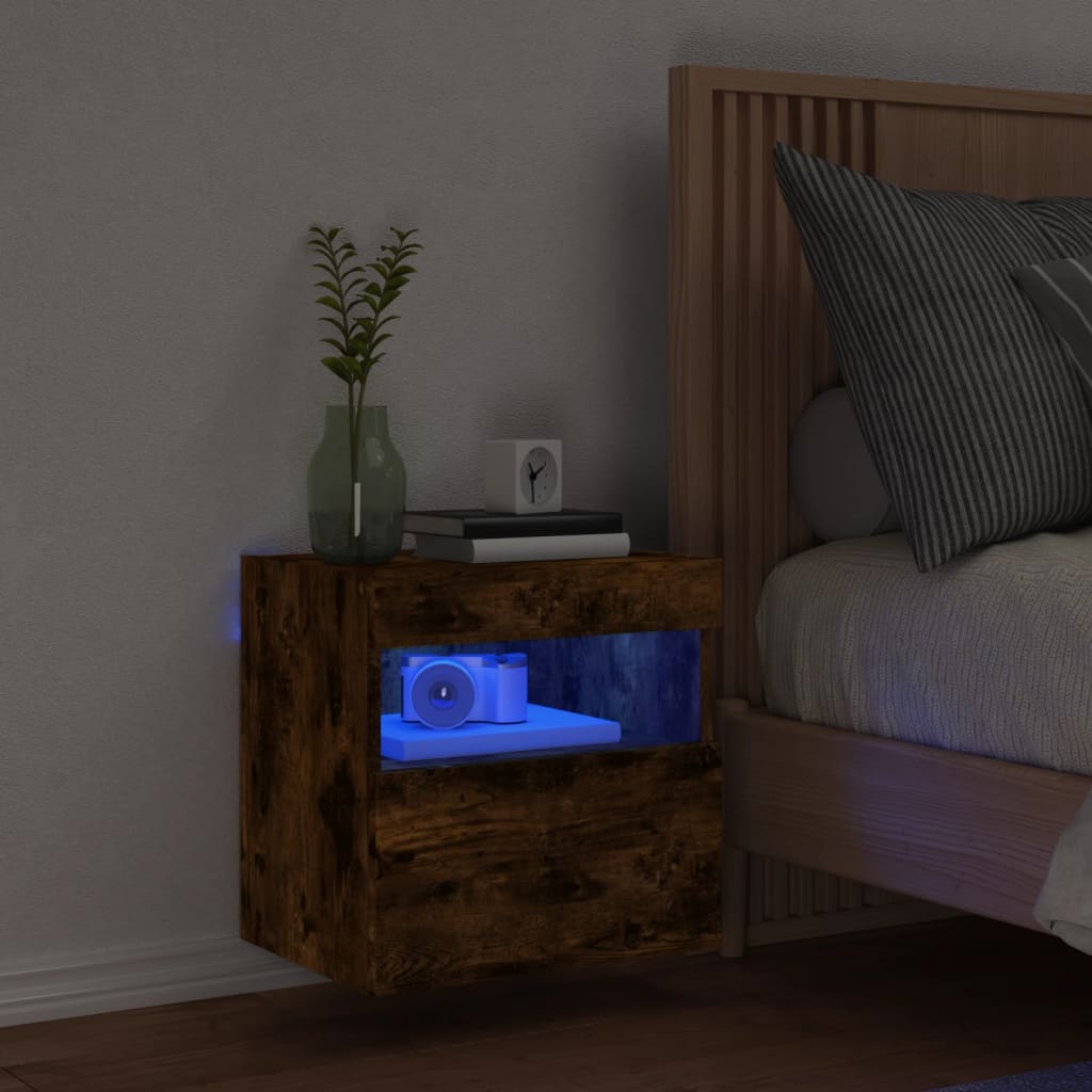 Tv-Wandmeubel Met Led-Verlichting 40X30X40 Cm Gerookt Eiken