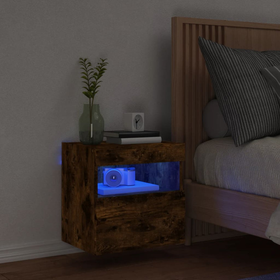 Tv-Wandmeubel Met Led-Verlichting 40X30X40 Cm Gerookt Eiken