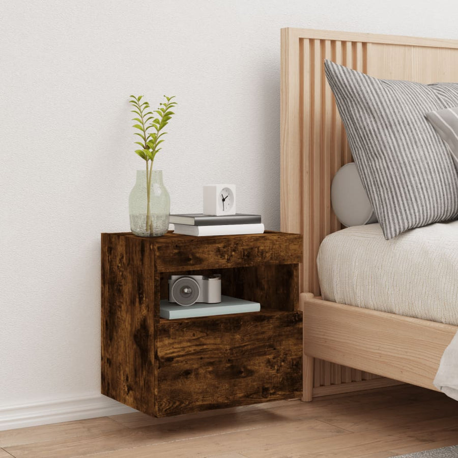 Tv-Wandmeubel Met Led-Verlichting 40X30X40 Cm Gerookt Eiken