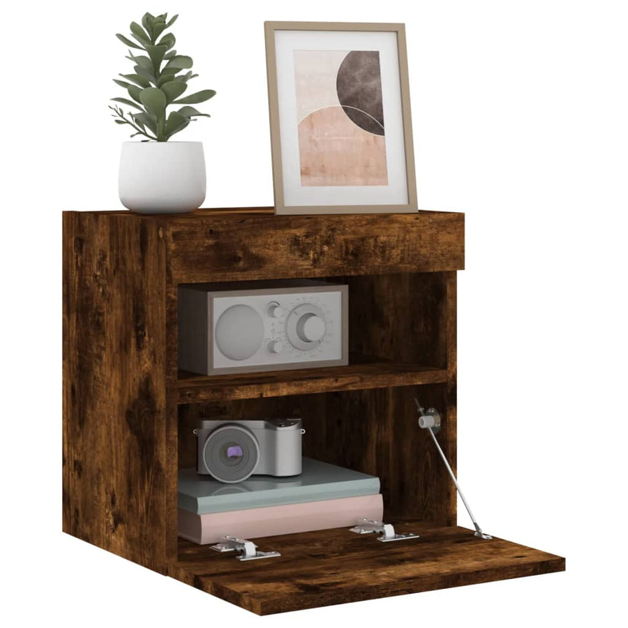 Tv-Wandmeubel Met Led-Verlichting 40X30X40 Cm Gerookt Eiken