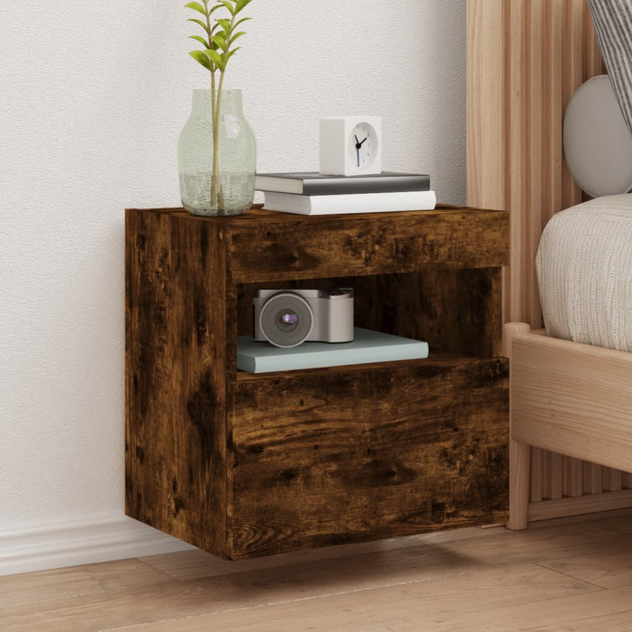 Tv-Wandmeubel Met Led-Verlichting 40X30X40 Cm Gerookt Eiken