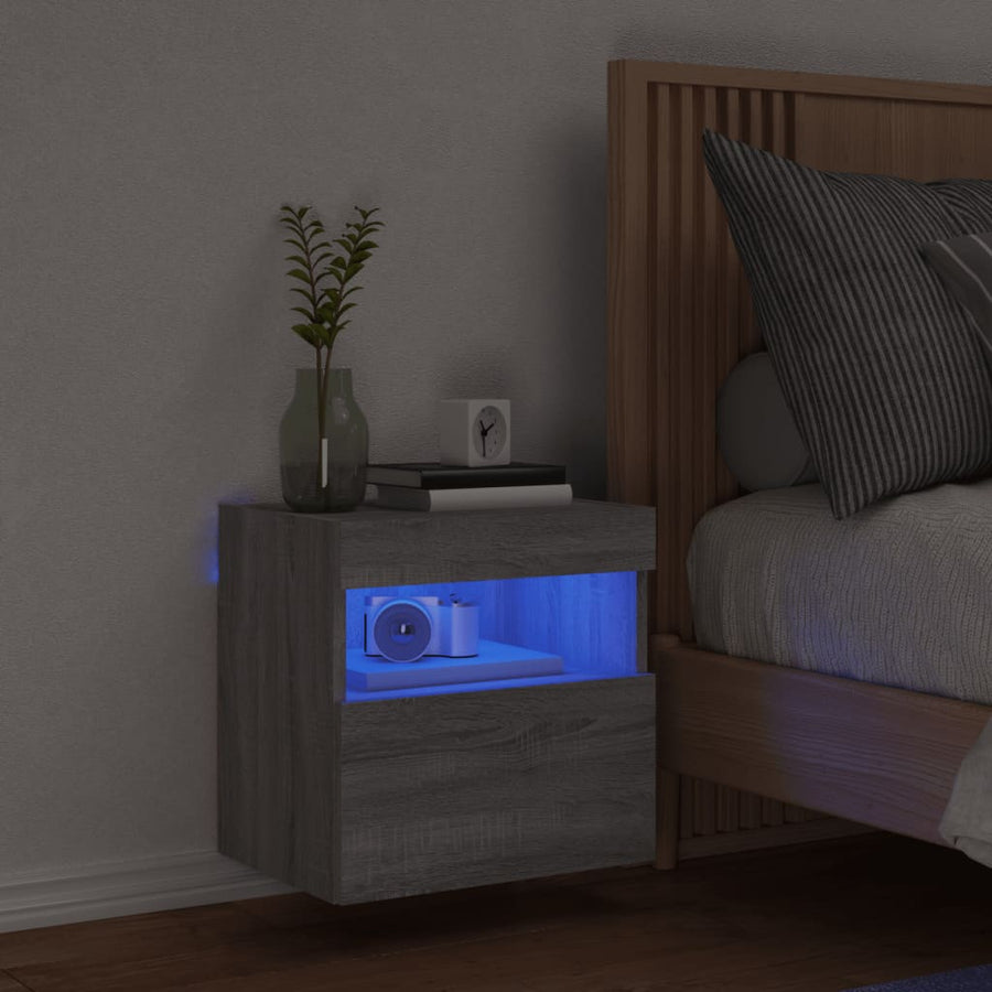 Tv-Wandmeubel Met Led 40X30X40 Cm Grijs Sonoma Eikenkleurig